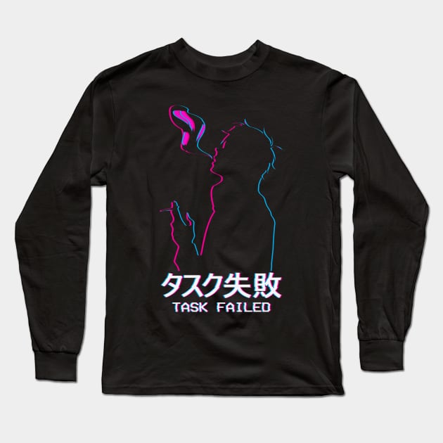 Task Failed Lofi Anime Boy Silhouette Vaporwave Long Sleeve T-Shirt by Alex21